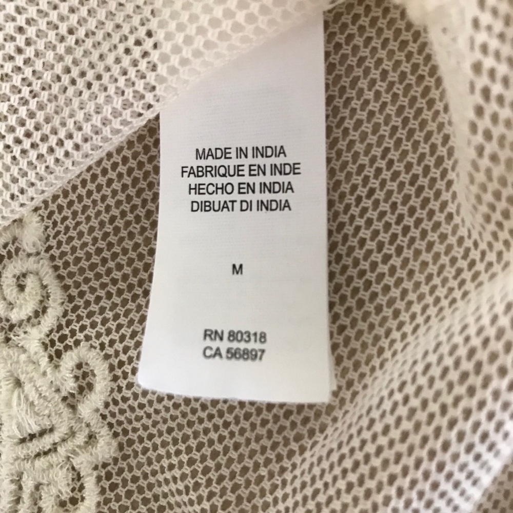Lucky Brand White Mesh Lace Tee Shirt Medium - Picture 5 of 7
